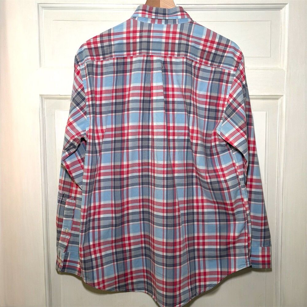 Vineyard Vines Murray Shirt Blue Red Plaid Mens M Cotton Long Sleeve Button Down - Picture 6 of 7